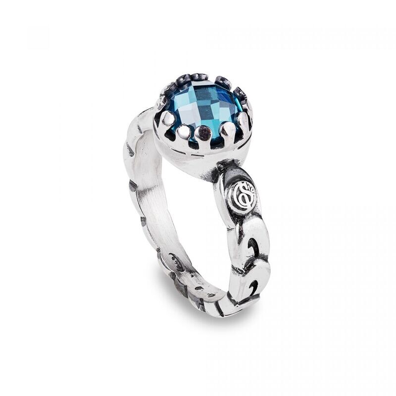 Anello Iride Con Pietra Centrale Azzurro - Gerardo Sacco