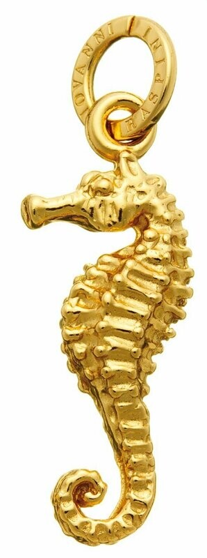 Charms / Ciondoli: Charm Cavalluccio Marino in metallo dorato smaltato
