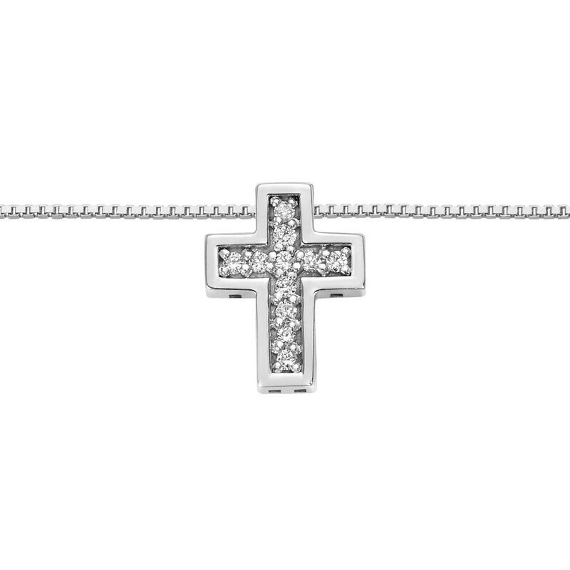 Croce Con Diamanti DonnaOro Luce Croce Con Diamanti DonnaOro Luce