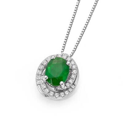 Pendente Smeraldo Con Diamanti Donna Oro