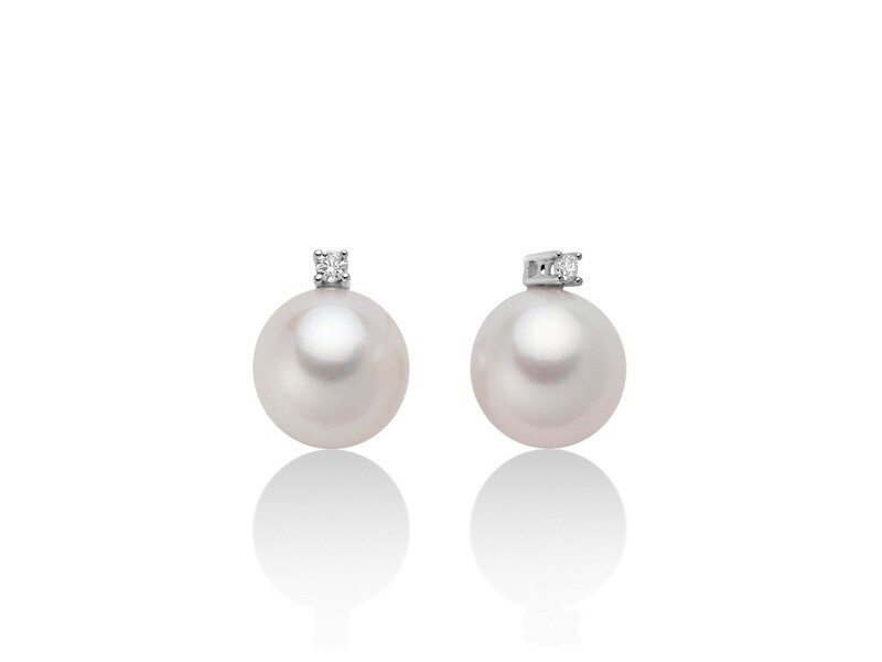 Orecchini Orecchini "Perla" Con Diamante 8.5-9 Miluna