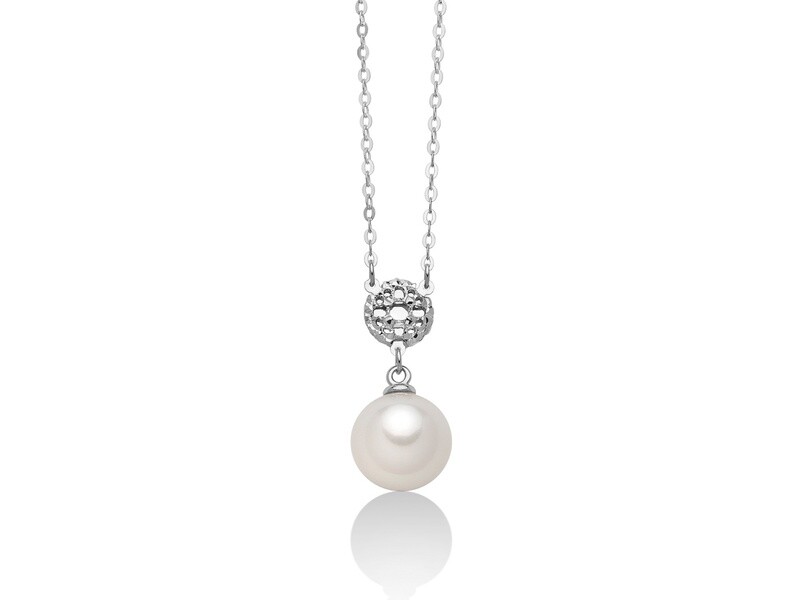 Collana Collana "Perla" E Diamante 8-8.5 Miluna