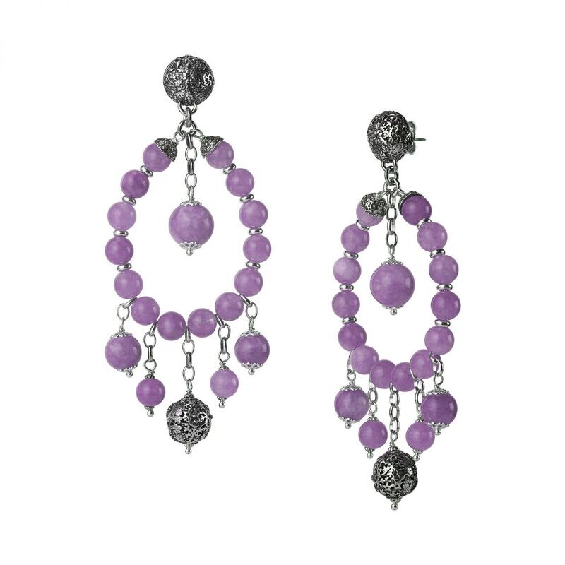 Orecchini Con Pietre E Sinacoli Viola - Gerardo Sacco