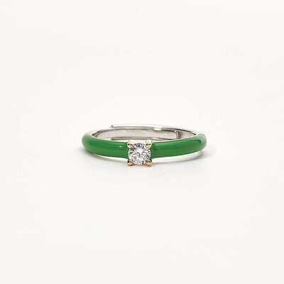 Anello Solitario Smalto Verde  - Mabina Gioielli