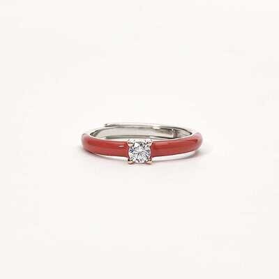 Anello Solitario Smalto Rosso  - Mabina Gioielli