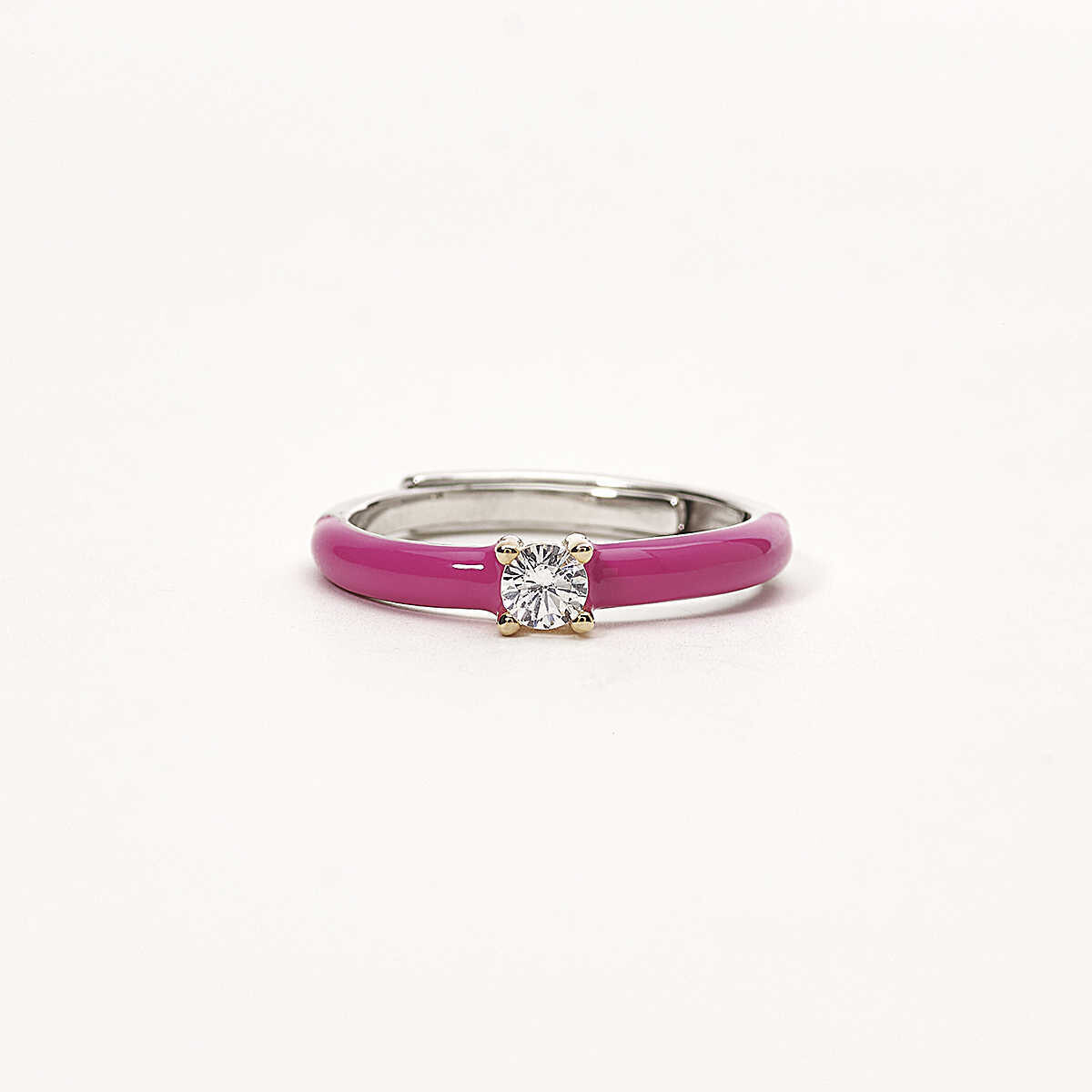 Anello Solitario Smalto Rosa  - Mabina Gioielli