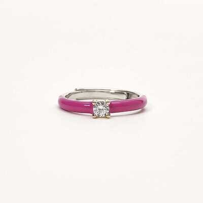 Anello Solitario Smalto Rosa  - Mabina Gioielli