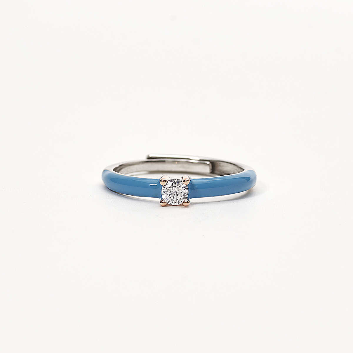 Anello Solitario Smalto Azzurro  - Mabina Gioielli
