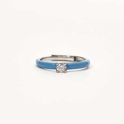 Anello Solitario Smalto Azzurro  - Mabina Gioielli