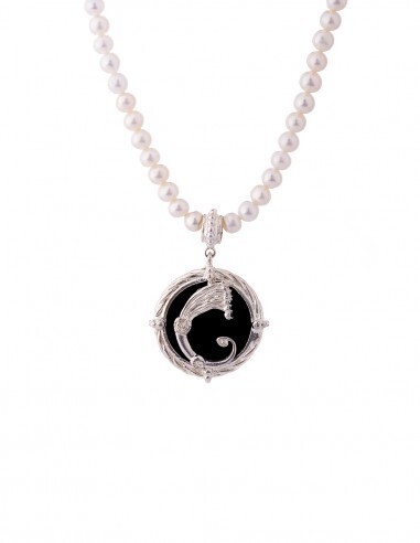 Collana Perle E Drago Nero - Spadafora Gioielli Collana Perle E Drago Nero - Spadafora Gioielli