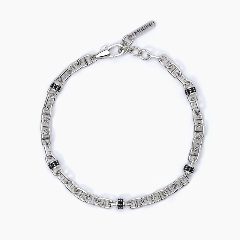 Bracciale Argento Con Zirconi Neri - Mabina