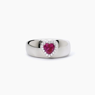 Anello Argento Con Rubino E Zirconi -  Mabina