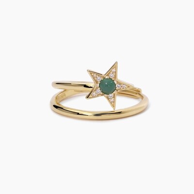 Anello Argento Con Agata Verde E Zirconi -  Mabina Gioielli