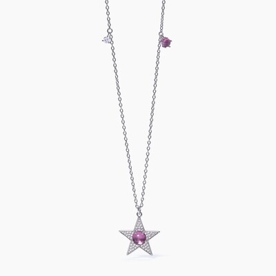 Collana Argento Con Ciondolo Stella E Zirconi  - Mabina Gioielli