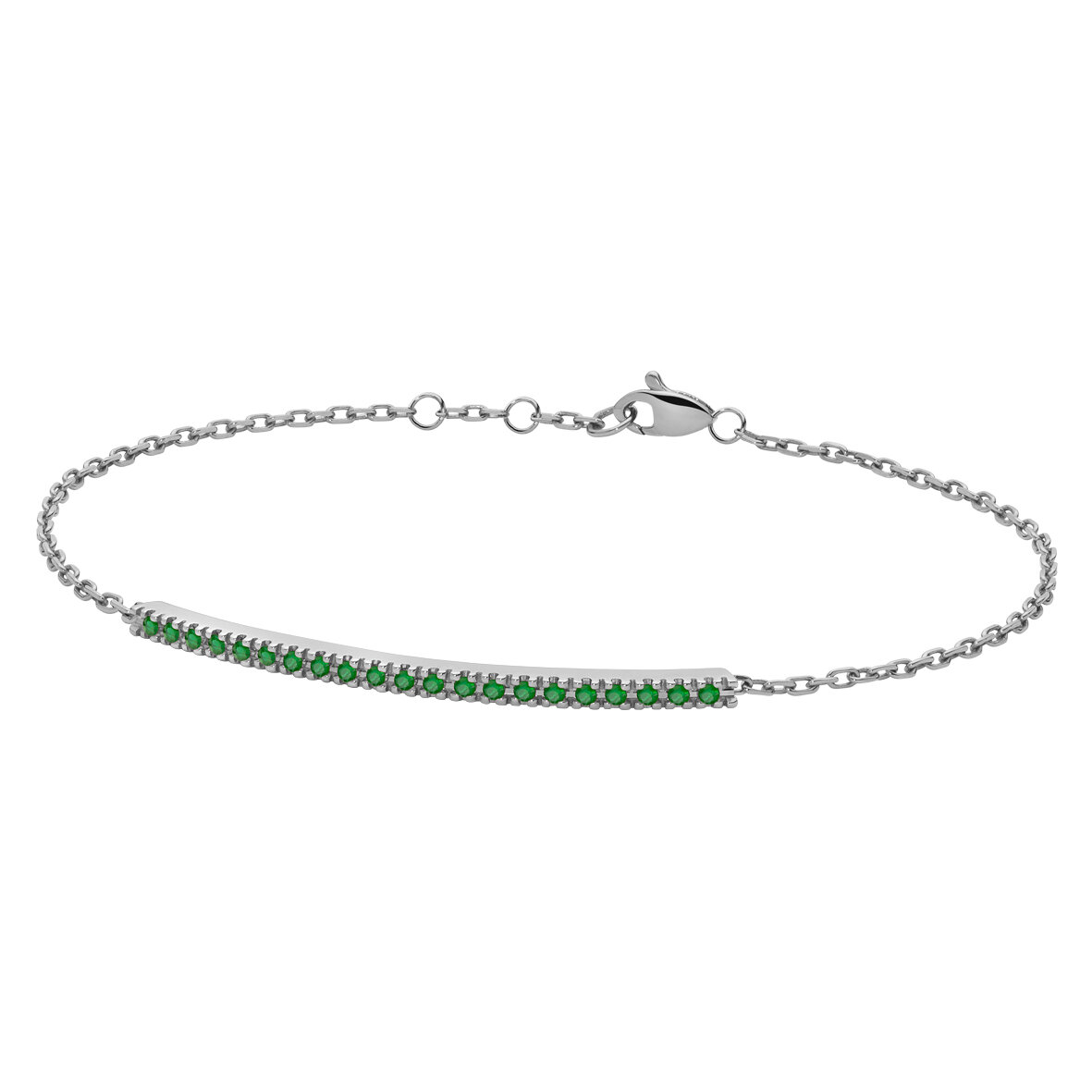 Bracciale Barretta Tennis In Oro Bianco E Smeraldi - Collezione Backspin