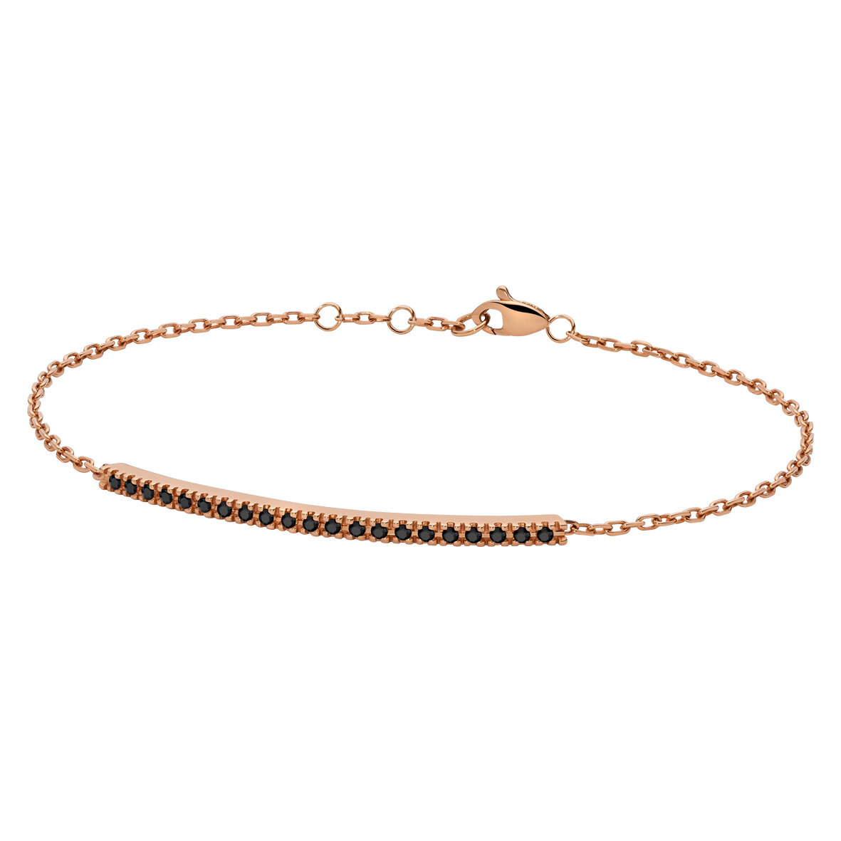 Bracciale barretta tennis in oro rosa e diamanti neri - Collezione Backspin