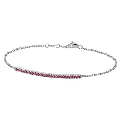 Bracciale Barretta Tennis In Oro Bianco E Rubini - Collezione Backspin