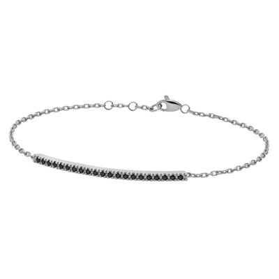 Bracciale Barretta Tennis In Oro Bianco E Diamanti Neri - Collezione Backspin