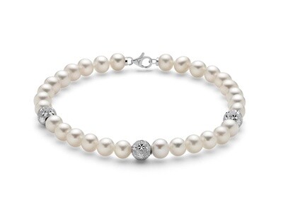 Bracciale “Perla” Boule Diamantata 5.5-6 Miluna