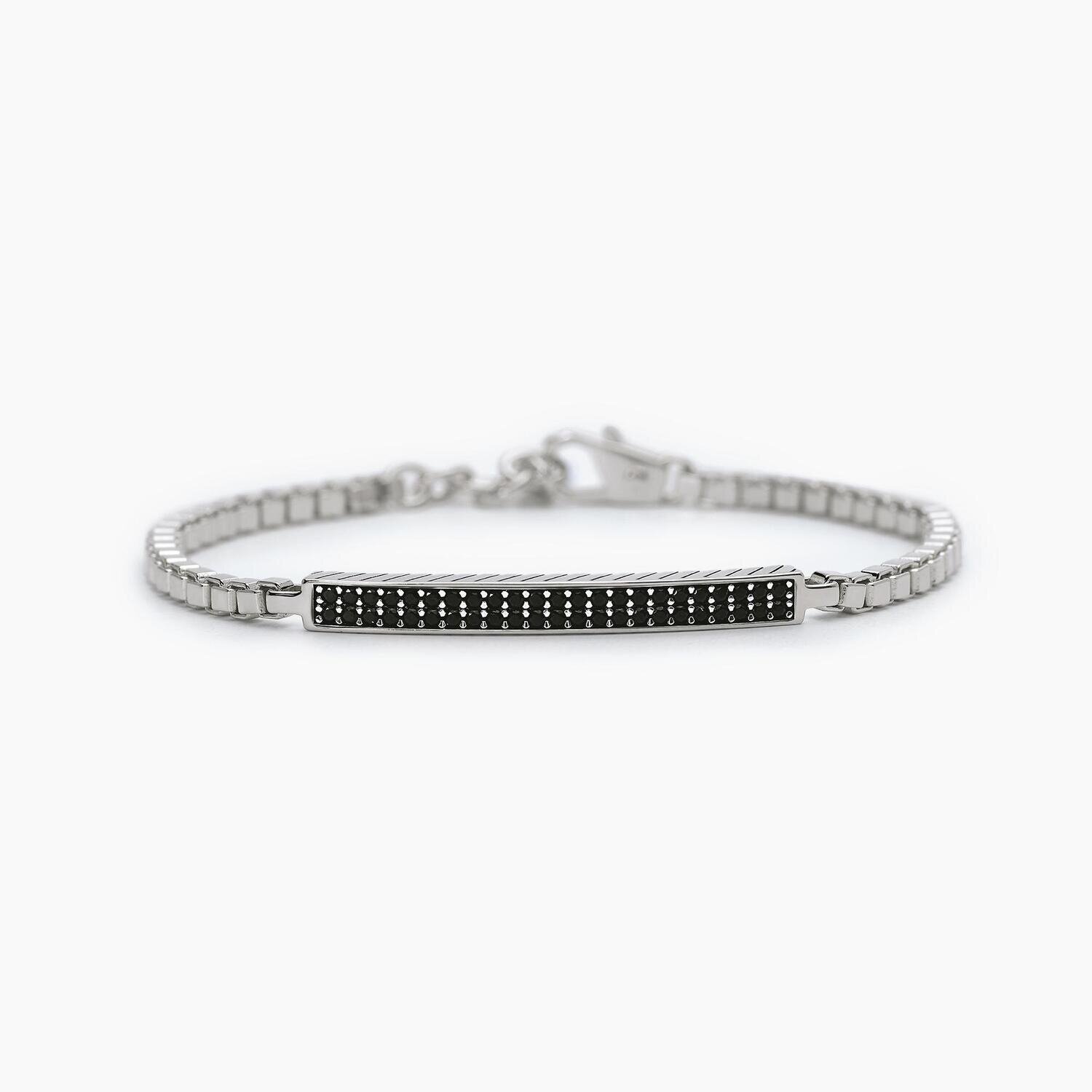 Bracciale con catena veneta e piastra in pave' COSMOPOLITAN Mabina Uomo