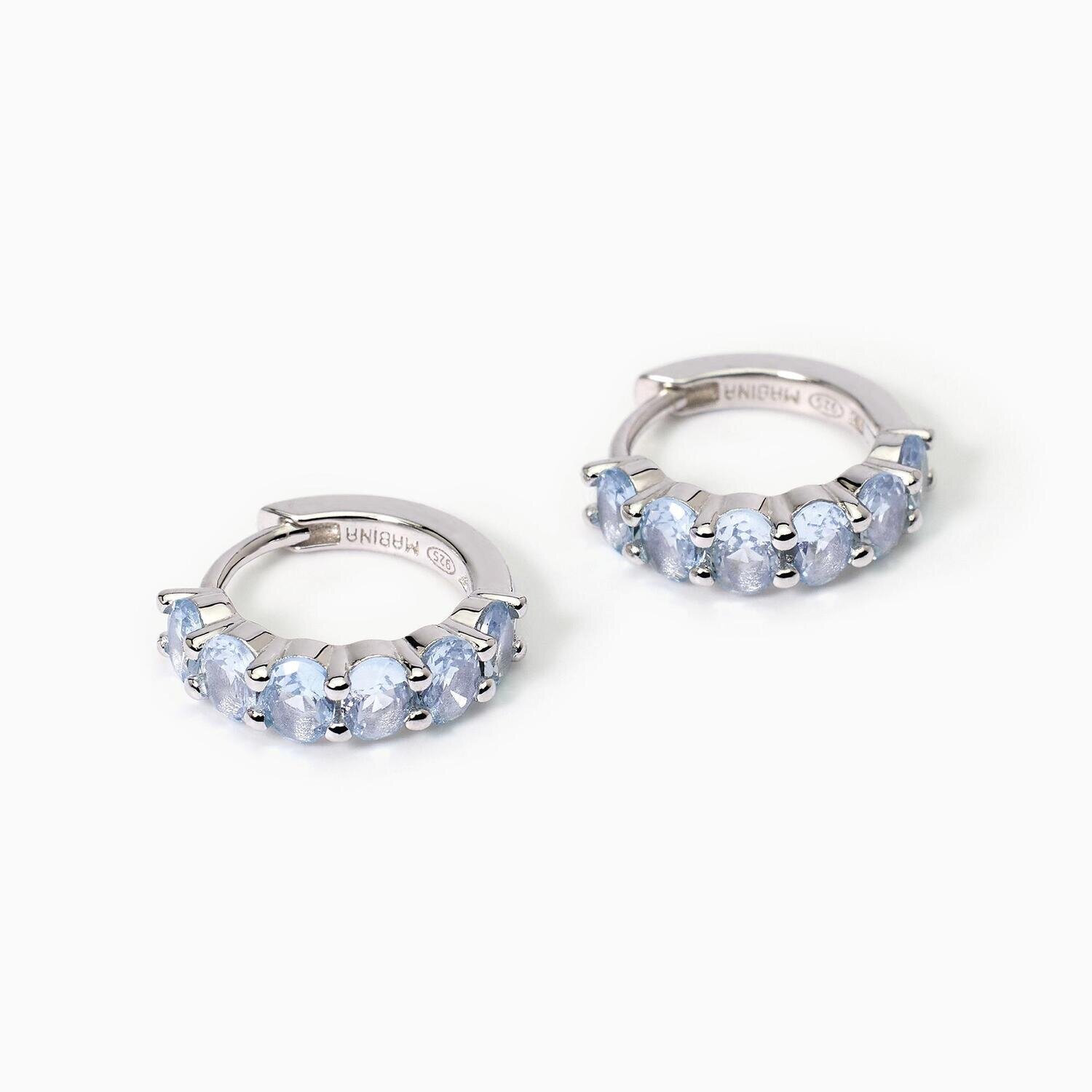 Orecchini a cerchio in argento con acquamarina sintetica FESTIVAL- mabina gioielli