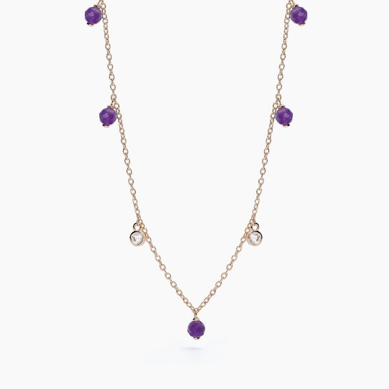 Collana in argento rosato con ametista e cristalli bianchi VIVA LA VIDA VIVA LA VIDA- Mabina gioielli