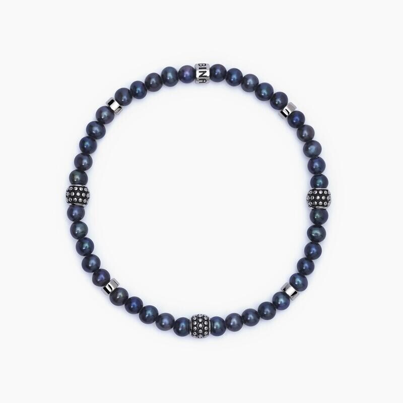 Bracciale con perle nere coltivate nere GIOVANE RIBELLE- Mabina Uomo
