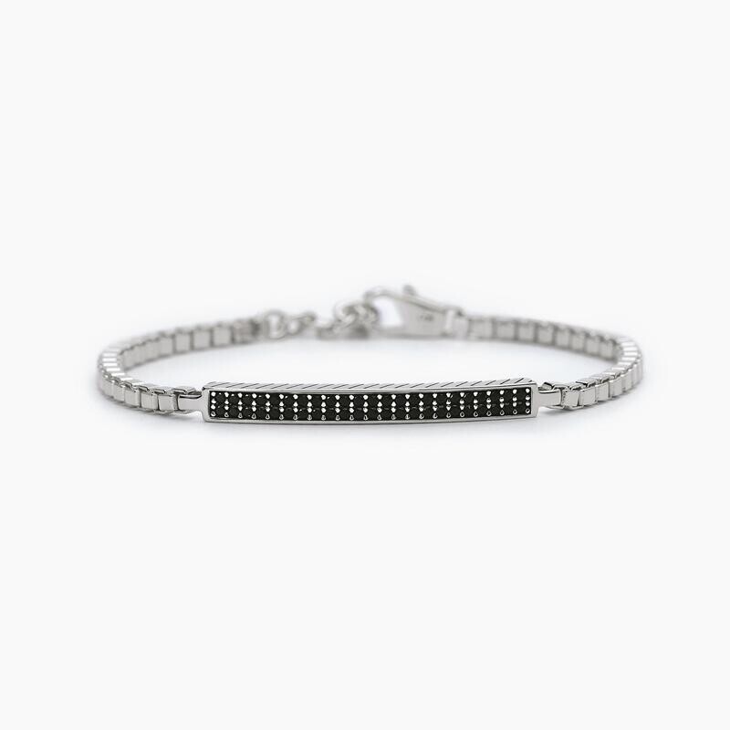 Bracciale con catena veneta e piastra in pave' COSMOPOLITAN Mabina Uomo