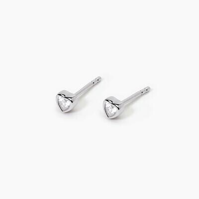 Orecchini a lobo in argento con punto luce taglio cuore SHINY- mabina gioielli