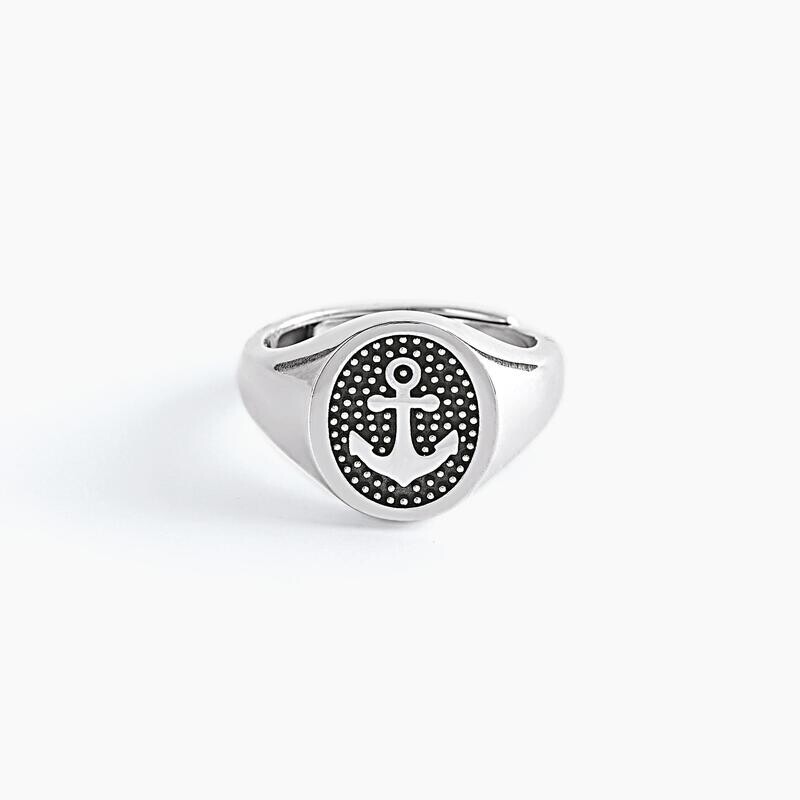 Anello chevalier con ancora NAVY RULE- Mabina Uomo