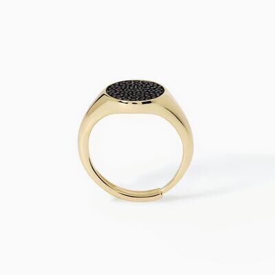 Anello chevalier con pavÃ¨ nero CHEVALIER- mabina gioielli