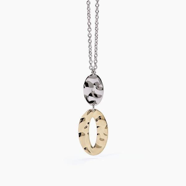 Girocollo in acciaio e PVD Gold con elementi martellati - 2Jewels