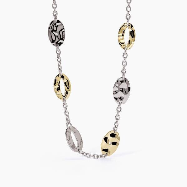 Girocollo in acciaio e PVD Gold con elementi martellati - 2Jewels
