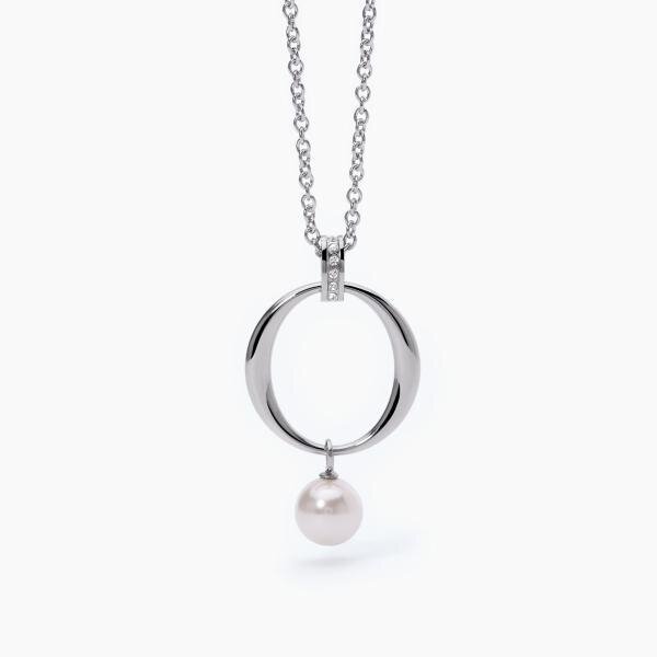 Girocollo in acciaio con elemento tondo e perla - 2Jewels