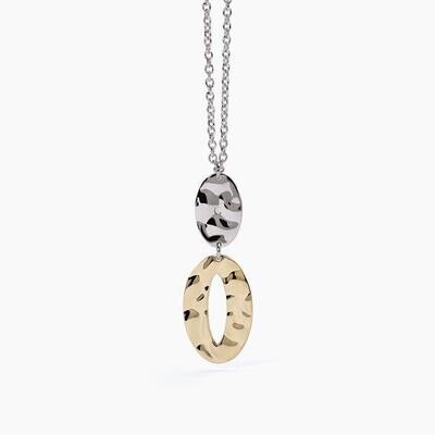 Girocollo in acciaio e PVD Gold con elementi martellati - 2Jewels