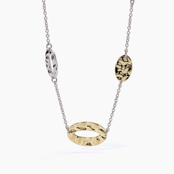 Collana in acciaio e PVD Gold con elementi martellati - 2Jewels
