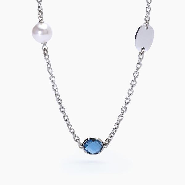 ​Collana in acciaio in glass multicolore e perle conchiglia - 2 jewels