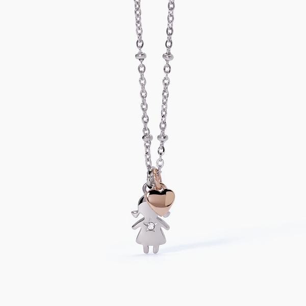 Girocollo in acciaio con pendente Bambina - 2Jewels