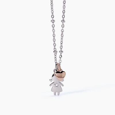 Girocollo in acciaio con pendente Bambina - 2Jewels