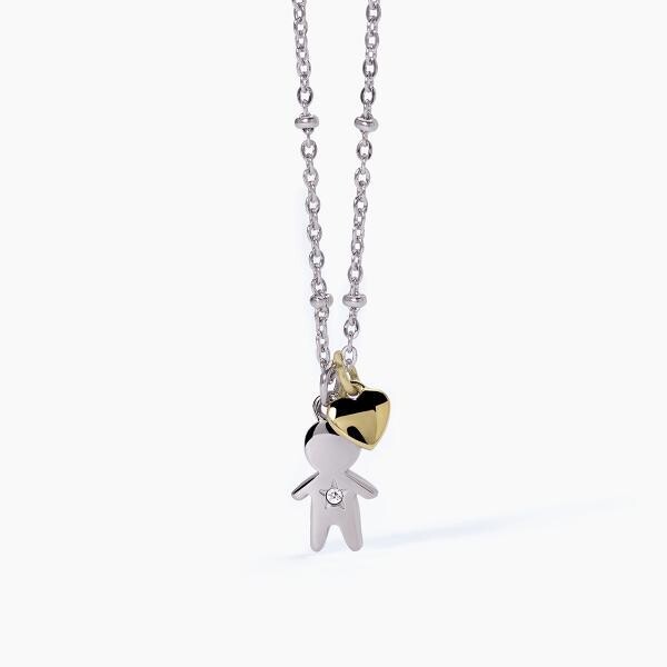 Girocollo in acciaio con pendente Bambino - 2Jewels