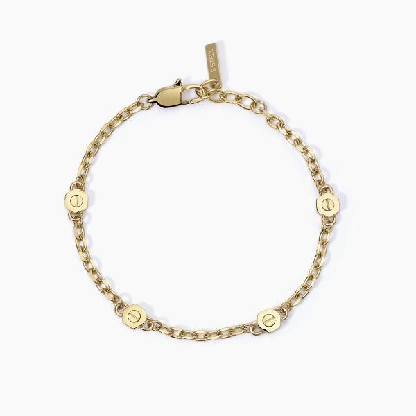 Bracciale in acciaio e PVD Gold con inserti esagonali - 2Jewels Uomo