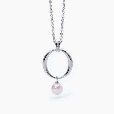 Girocollo in acciaio con elemento tondo e perla - 2Jewels