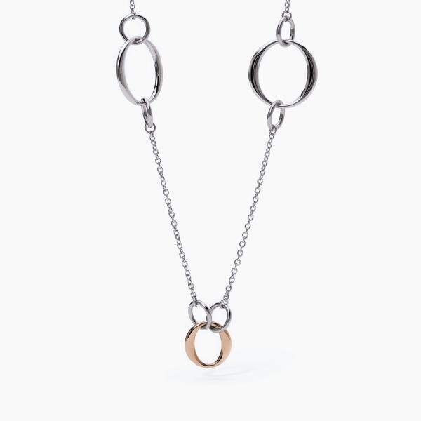Collana in acciaio e PVD Rose' con elementi tondi - 2Jewels