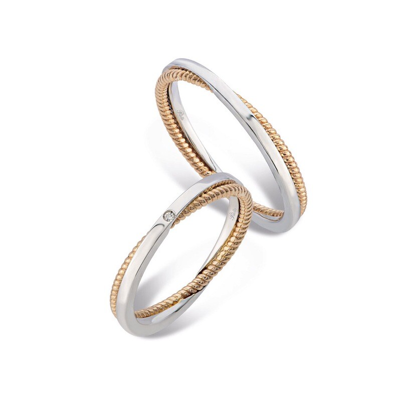 Fede Oro Rosa e Bianco Con Diamanti Polello - UNA SCELTA D'AMORE