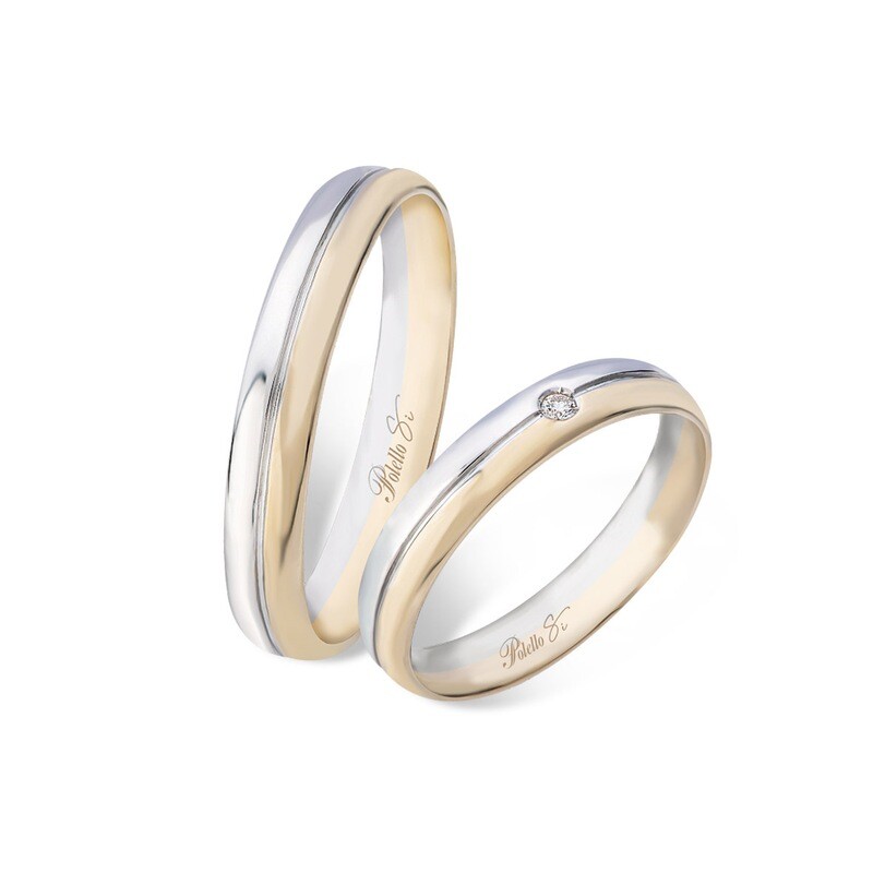 Fede Oro Rosa e Bianco Con Diamanti Polello - UNA SCELTA D'AMORE