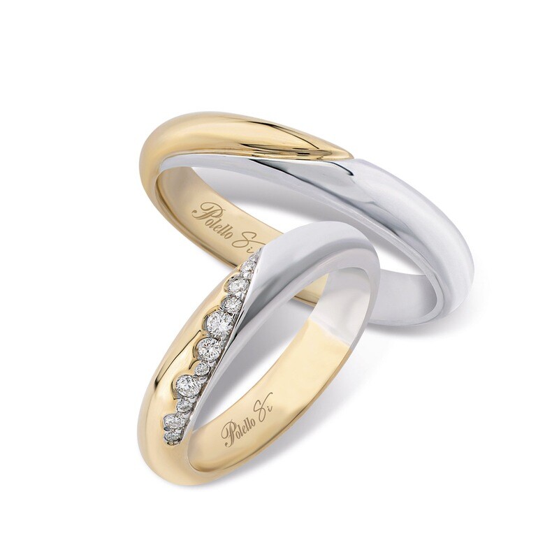 Fede Oro Giallo E Bianco Con Diamanti Polello - UNA SCELTA D'AMORE