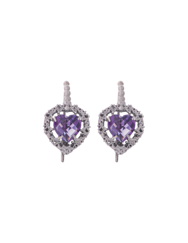 Orecchini Cuore Nel Cuore Viola - Spadafora Gioielli Orecchini Cuore Nel Cuore Viola - Spadafora Gioielli