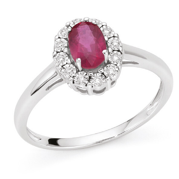Anello Con Rubino In Oro E Diamanti DonnaOro Luce