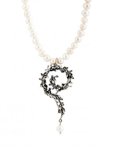 Collana Spirale Liturgica Alberata E Perla Pendente - Spadafora Gioielli