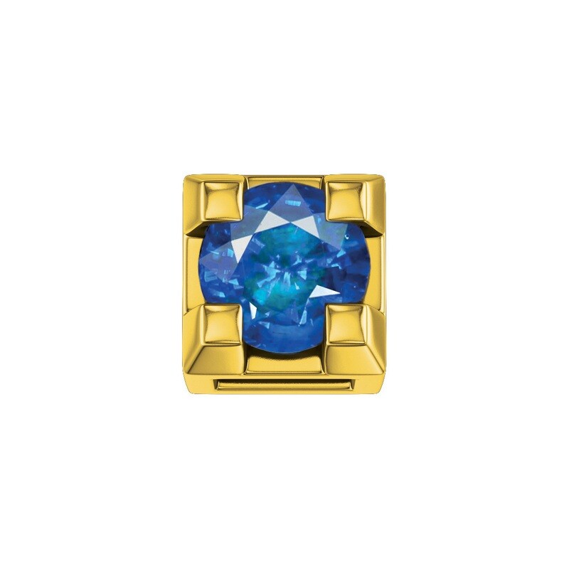 Elemento griffe in oro giallo 18 kt con zaffiro da 0,02 ct.  - Donna Oro